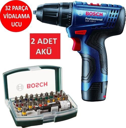 Matkap Darbesiz Çift Akülü Şarjlı Matkap Akülü Vidalama + 32 Vidalama Ucu Seti