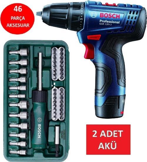 Matkap Darbesiz Çift Akülü Şarjlı Matkap Akülü Vidalama + 46 Parça Vidalama Ucu Ve Tornavida
