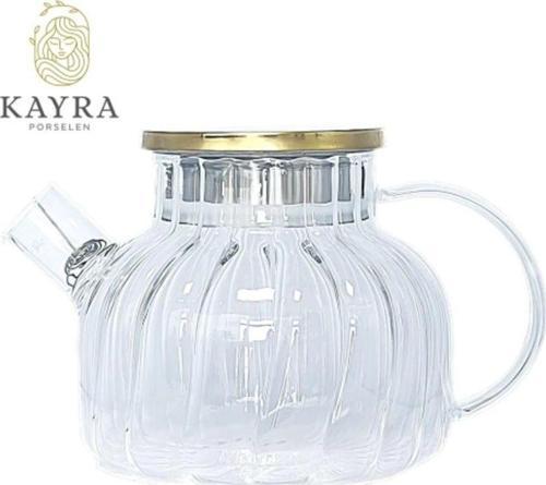 Çelik Kapaklı Borosilikat Dilimli Model Süzgeçli Cam Demlik Bitki Çayları 1000 Ml Cm-2001