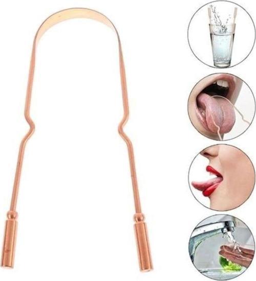 Bakır Oil Pulling Yağ Çekme Dil Plak Temizleme Aleti Dil Fırçası Sıyırıcı Dil Kaşığı