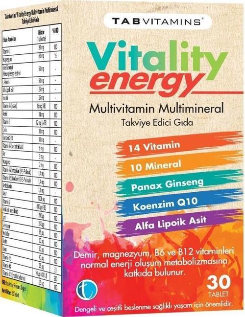 Tabvitamins Vitality Energy 30 Tablet