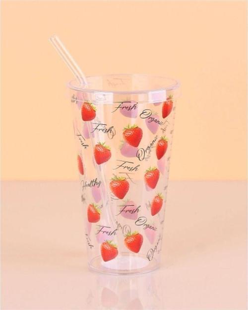 Desenli Plastik Pipetli Bardak 16 Cm 1 Adet Royaleks-Enf-040