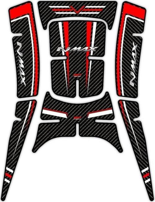 Tank Pad Seti Karbon Desenli Kırmızı Yamaha Nmax 125 155 2021-2024