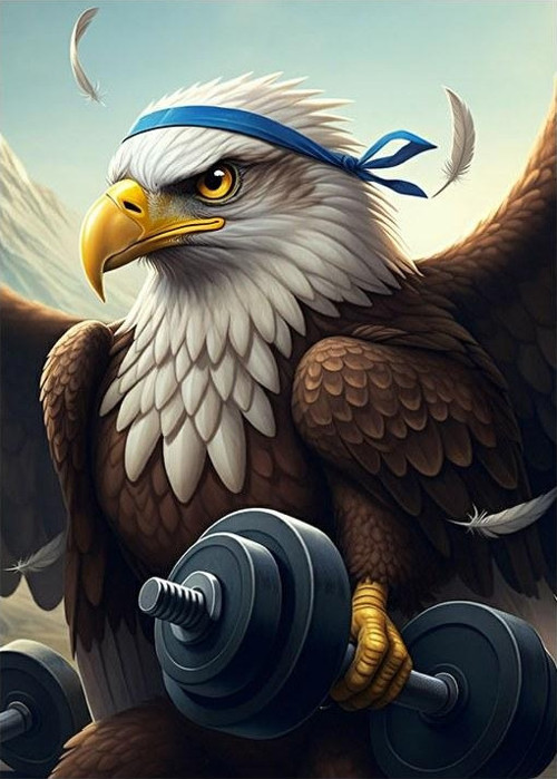 Ağırlık Kaldıran Kartal Art Mdf Poster