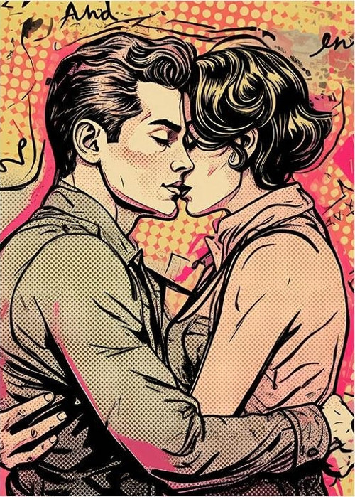 Romantik Çift Çizimi Art Mdf Tablo