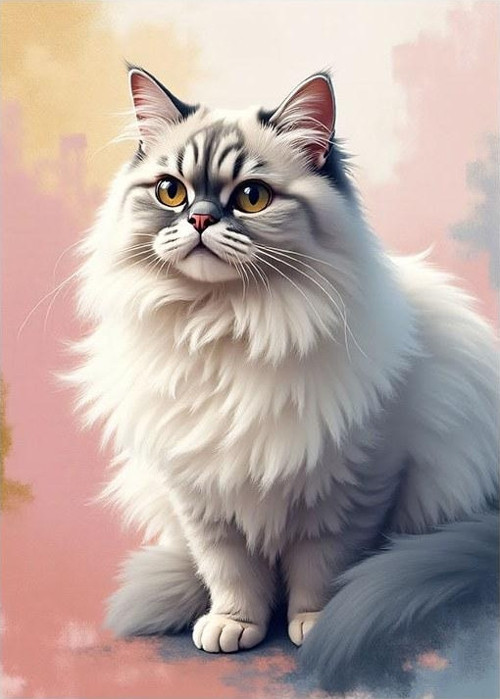 Beyaz Kedi Portresi Modern Mdf Tablo
