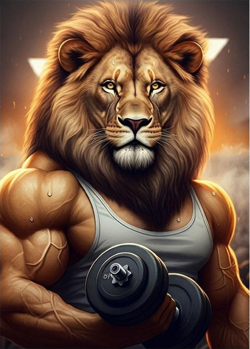 Ağırlık Kaldıran Aslan Mdf Tablo