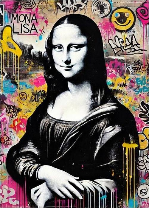 Grafiti Mona Lisa Hediyelik Ahşap Tablo