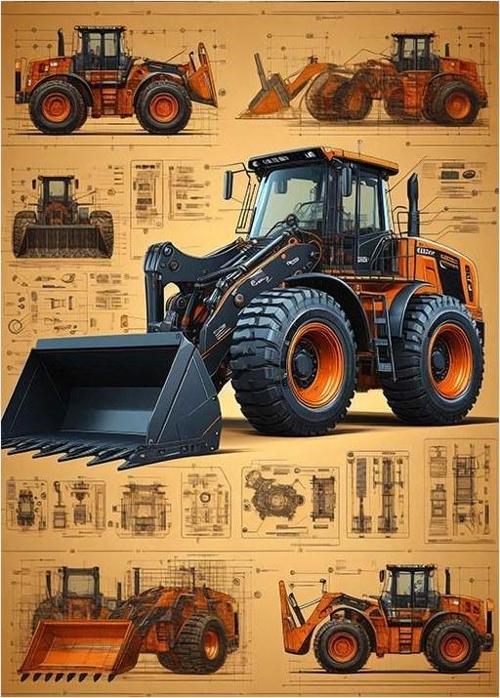 İnşaat Makinesi Çizimi Mdf poster