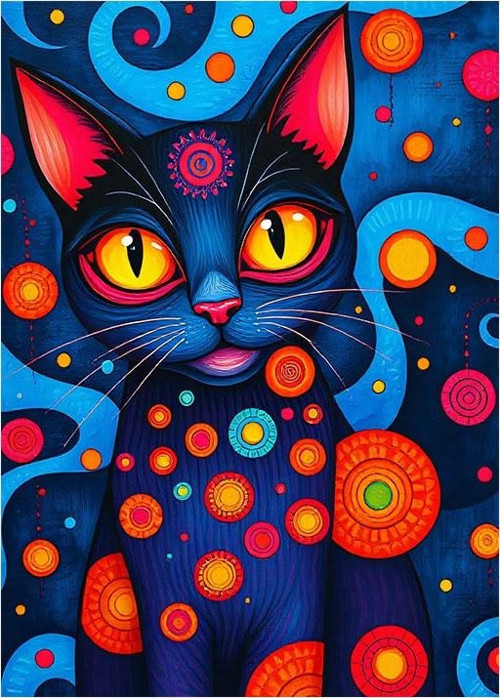 Renkli Soyut Kedi Mdf poster