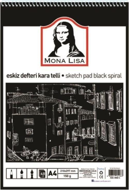 Monalisa Eskiz Defteri Kara Telli A4 150 Gram 40 Yaprak Mn02-4