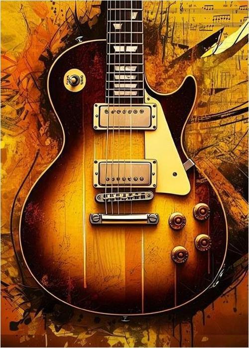 Klasik Elektro Gitar Tasarım Ahşap Tablo