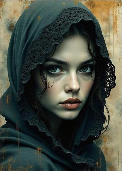 Türbanlı Kadın Portresi Hediyelik Ahşap Tablo