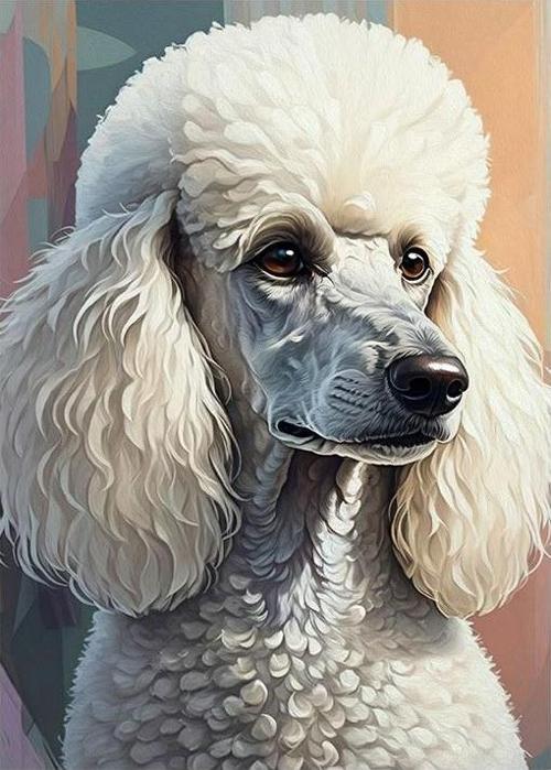 Beyaz Poodle Portresi Tasarım Mdf Tablo
