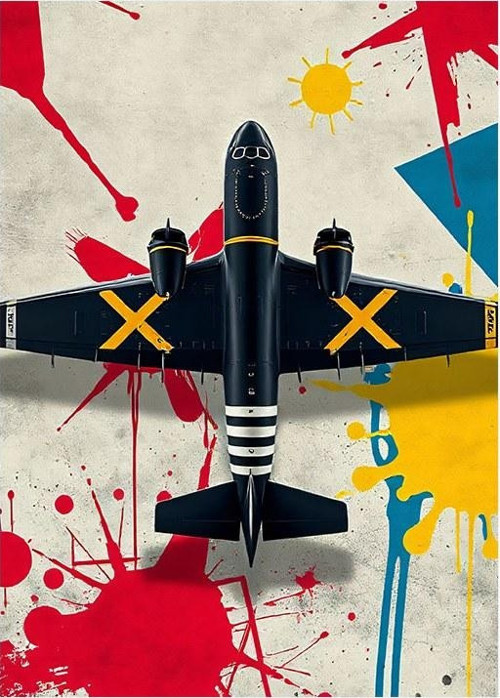 Uçak Teknik Çizimi Art Mdf Poster
