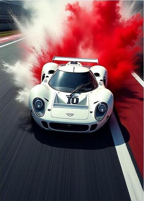 Drift Yapan Beyaz Spor Araba Tasarım Mdf Tablo