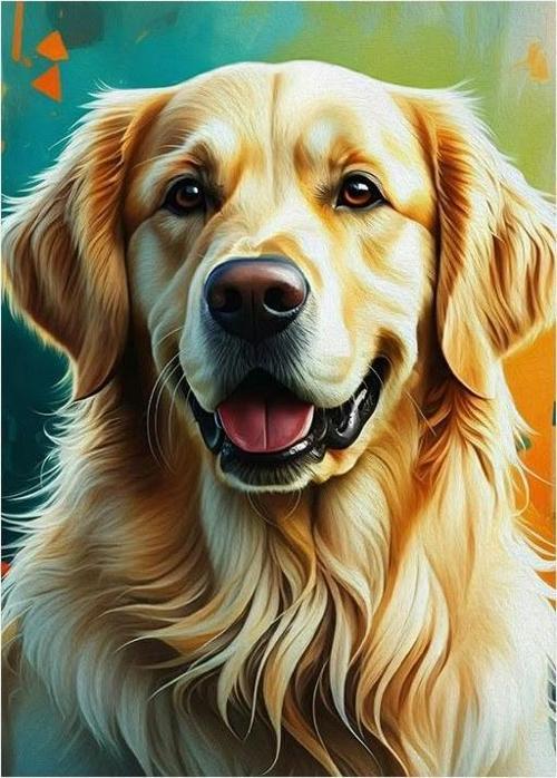 Altın Retriever Portresi Desenli Mdf Tablo