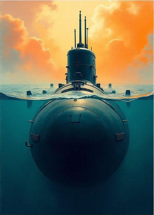 Su Altında Denizaltı Mdf poster