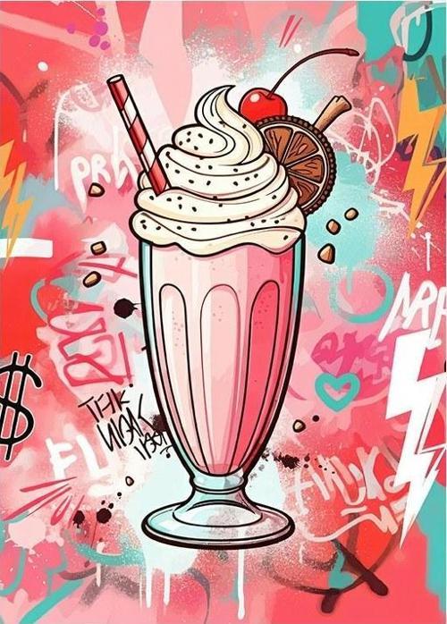 Renkli Milkshake Sanatı Modern Ahşap Tablo