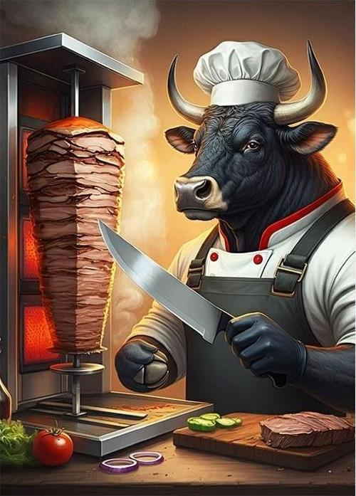 Döner Kesici Şef Boğa Modern Mdf Tablo