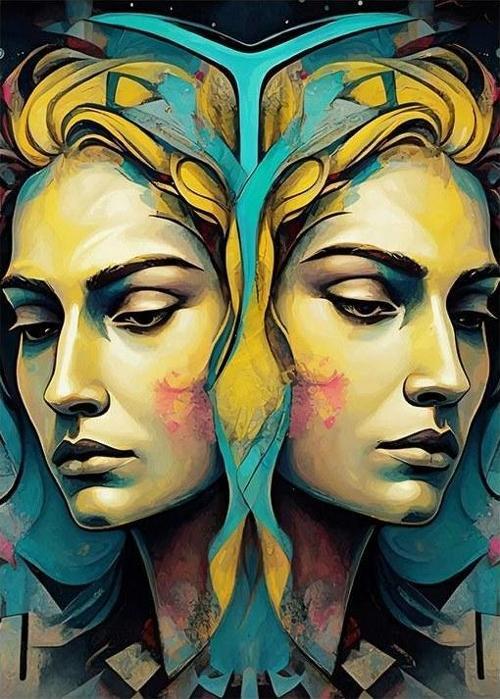 İkizler Tasviri Mdf poster