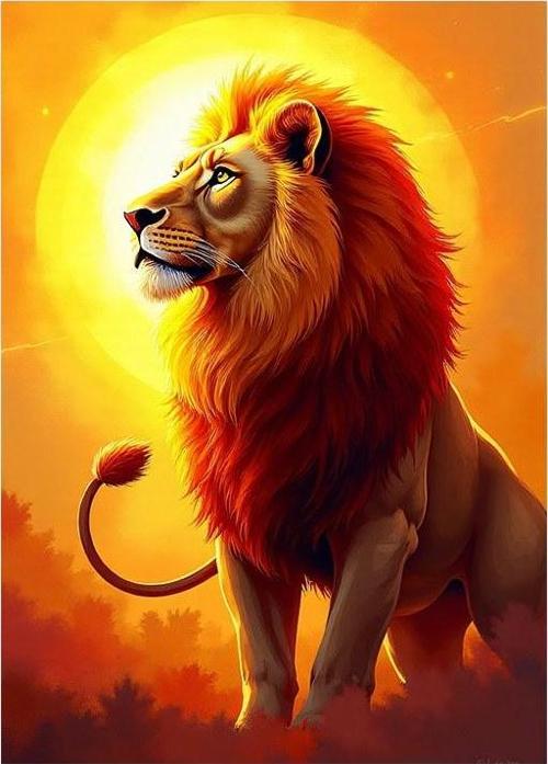 Gün Batımında Aslan Tasarım Mdf Tablo