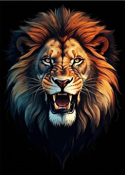Kükreyen Aslan Portresi Dekoratif ahşap Tablo