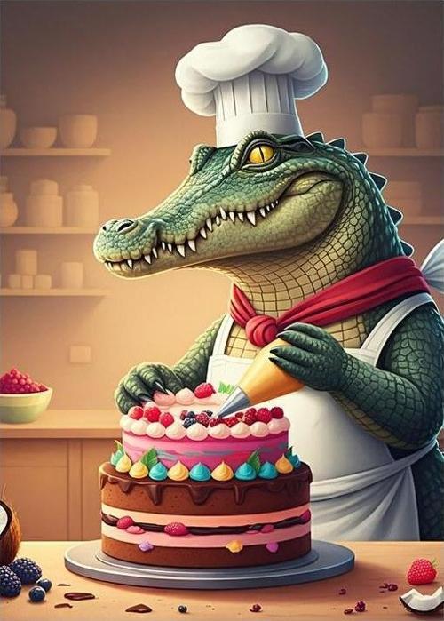 Pastacı Timsah Şef Dekoratif Mdf Tablo