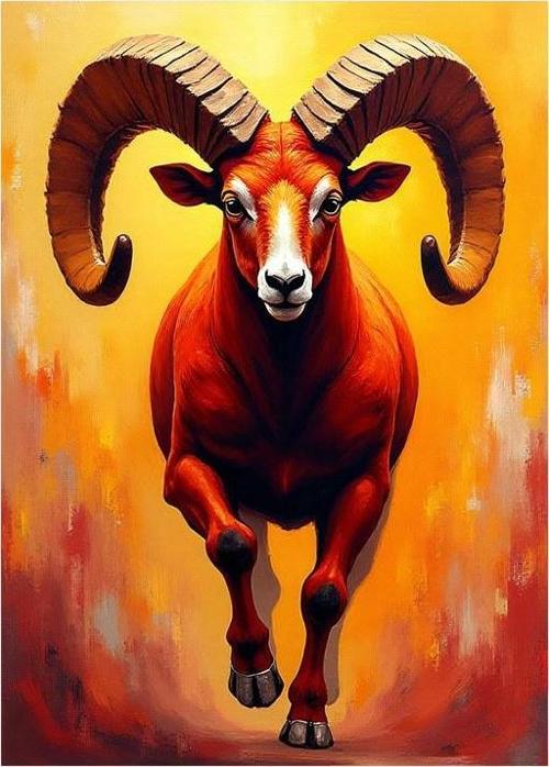 Kırmızı Renkli Koç Portresi Mdf poster