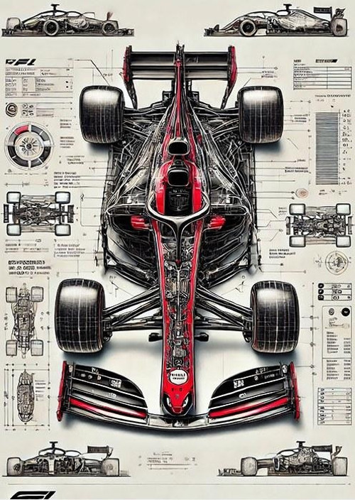 Formula 1 Yarış Arabası Çizimi Tasarım Mdf Tablo