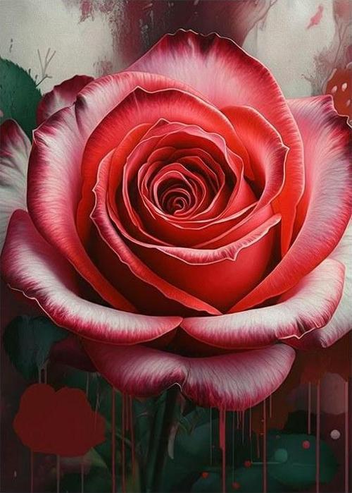 Kırmızı Gül Çizimi Dekoratif Mdf Tablo