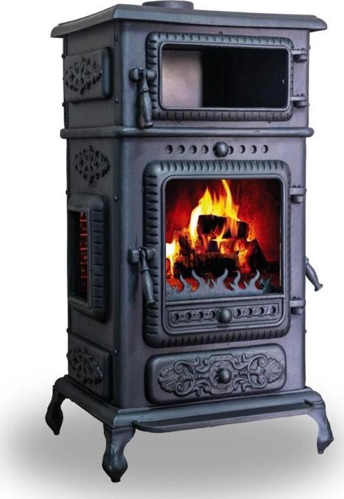 AKN430 Üç Camlı Yan Kapak Fırınlı Döküm Şömine Soba