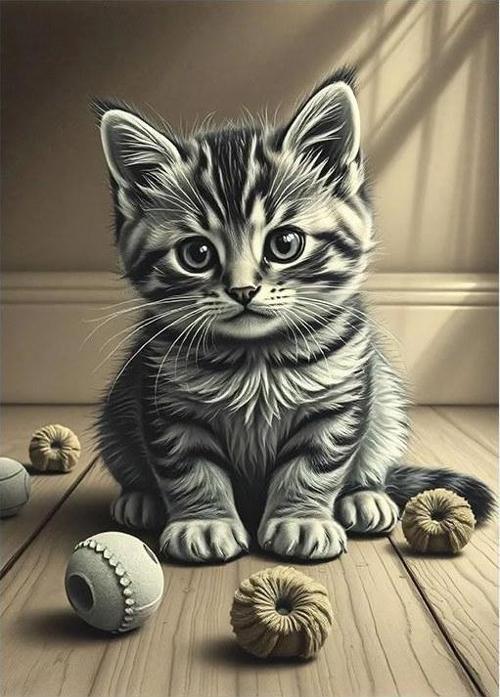 Toplarla Oynayan Kedi Model Mdf tablo