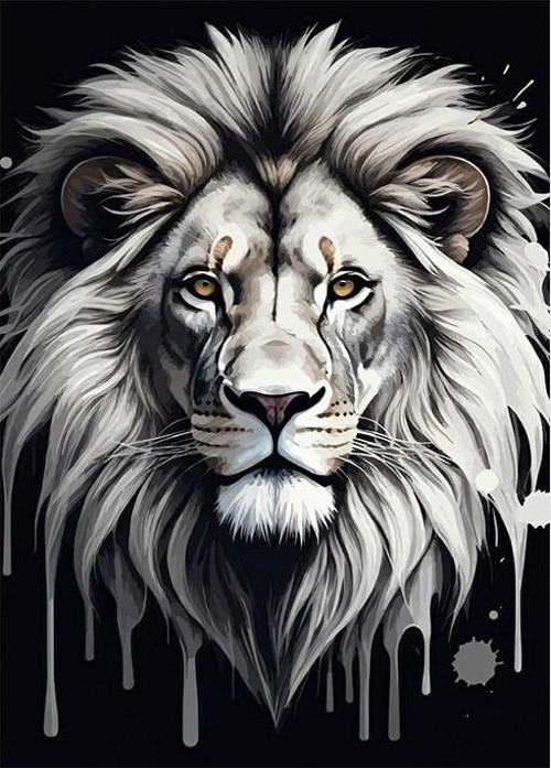 Damlayan Beyaz Aslan Portresi Art Mdf Poster