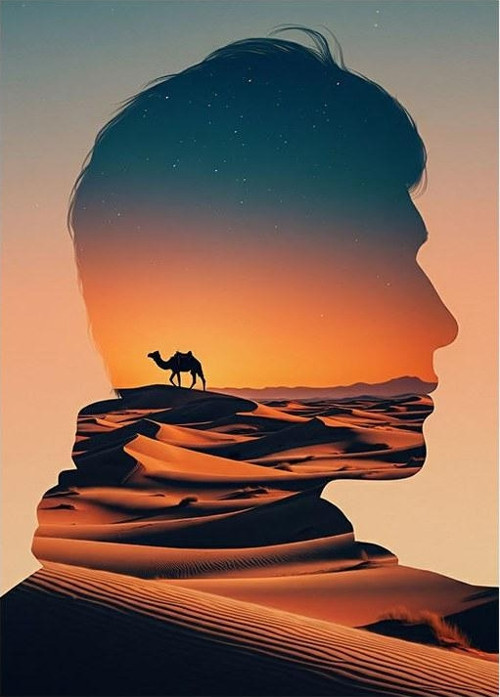 Silüet Çöl Manzarası Mdf poster
