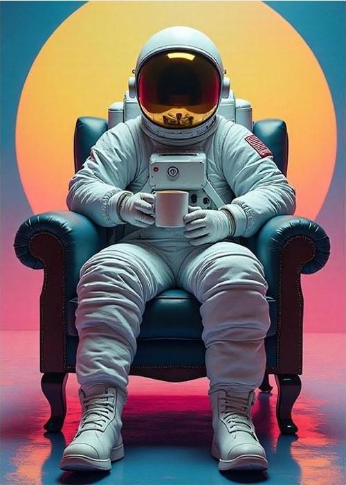 Koltukta Oturan Astronot Modern Mdf Tablo