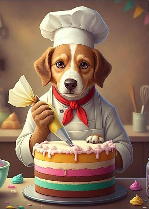 Pastacı Köpek Figürü Hediyelik Mdf Tablo