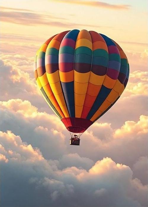 Bulutlar Arasında Sıcak Hava Balonu Art Mdf Poster