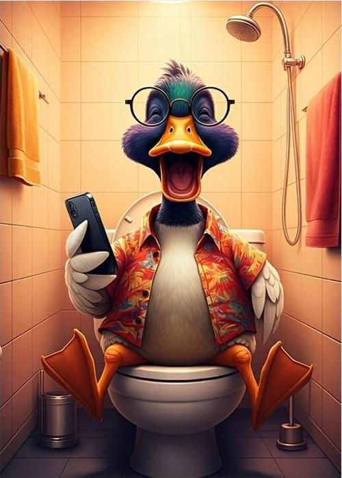 Tuvalette Ördek Figürü Hediyelik Mdf Tablo