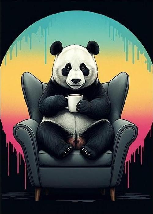 Koltuğunda Oturan Panda Art Mdf Tablo