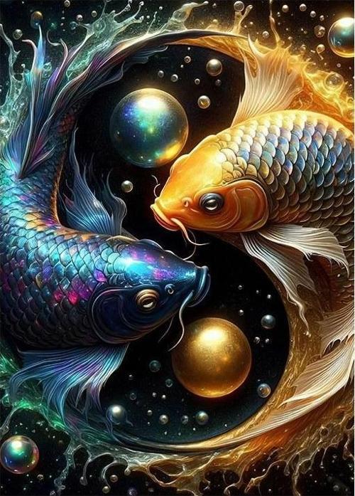 Yin Yang Balıklar Model Mdf tablo