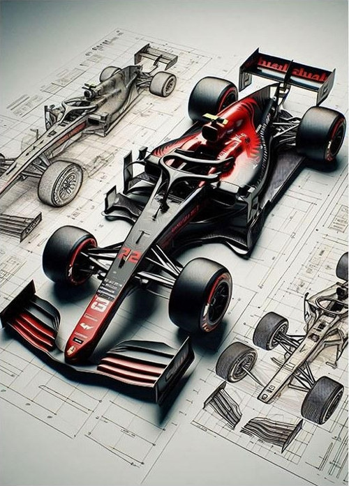 Formula 1 Detaylı Çizimi Mdf poster