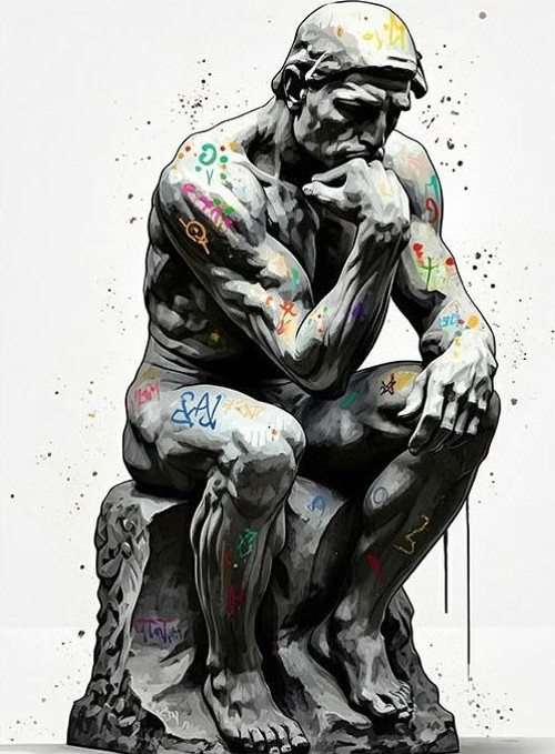 Düşünen Sanat Heykeli Hediyelik Ahşap Tablo