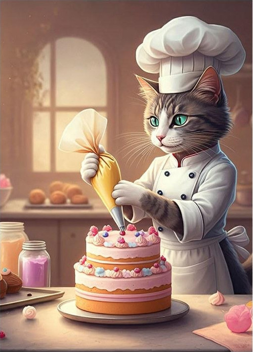 Tatlı Ustası Kedi Dekoratif Mdf Tablo