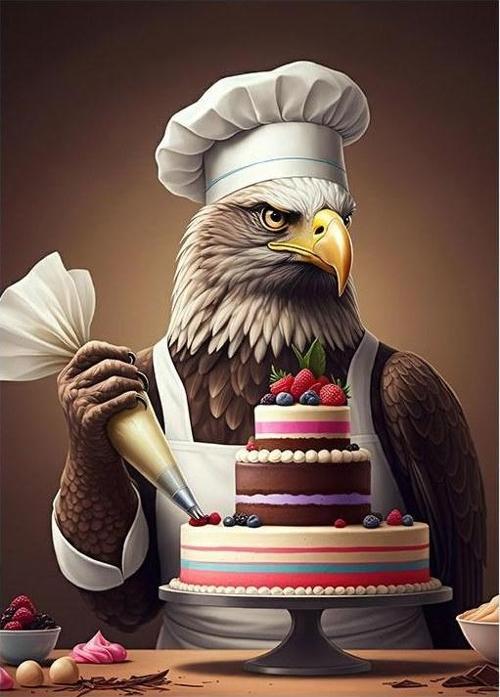 Pasta Süsleyen Kartal Şef Desenli Ahşap Tablo