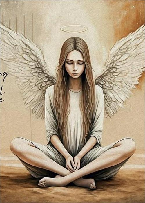 Kanatlı Meditasyon Yapan Kadın Hediyelik Ahşap Tablo