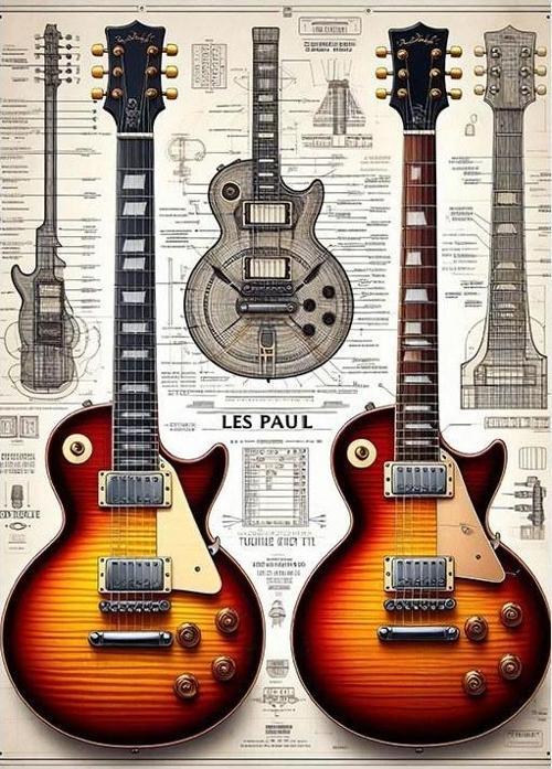 Les Paul İkiz Gitarlar Dekoratif ahşap Tablo