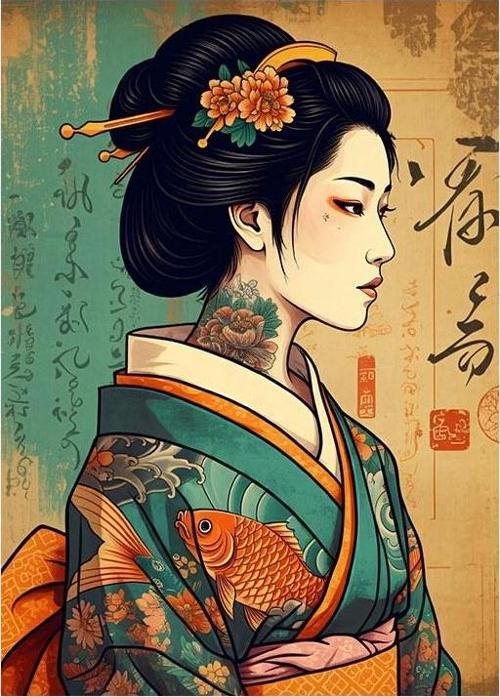 Japon Kadın Ve Kimono Art Mdf Tablo
