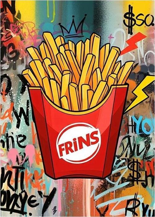 Renkli Patates Kızartması İllüstrasyonu Art Mdf Poster