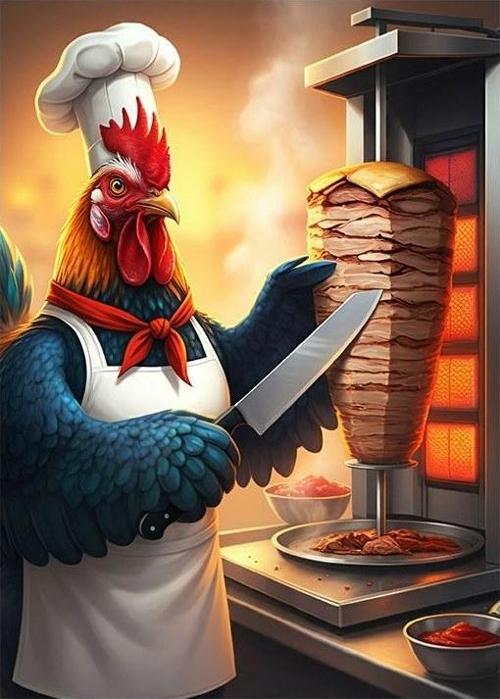 Döner Keserken Horoz Şef Dekoratif ahşap Tablo